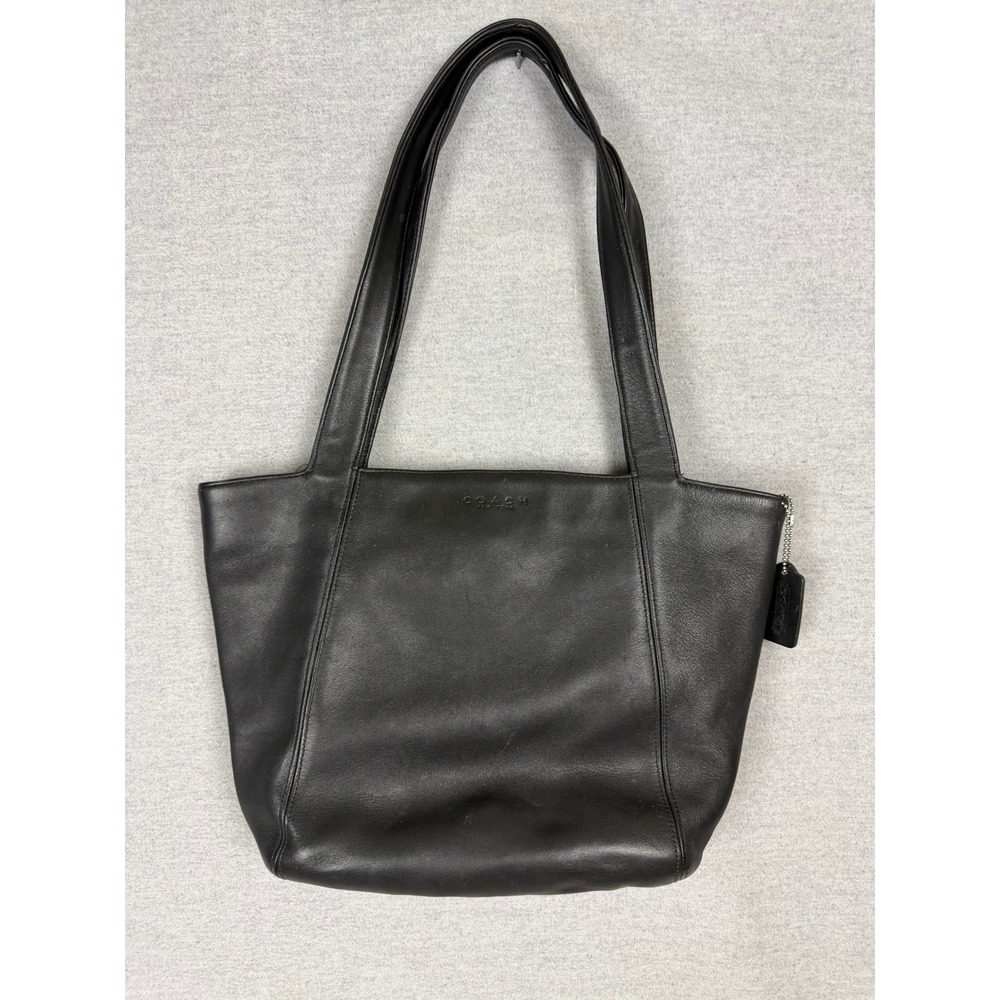 Vintage Coach Black Leather Tote Bag Shoulder Purse 4161 Handbag